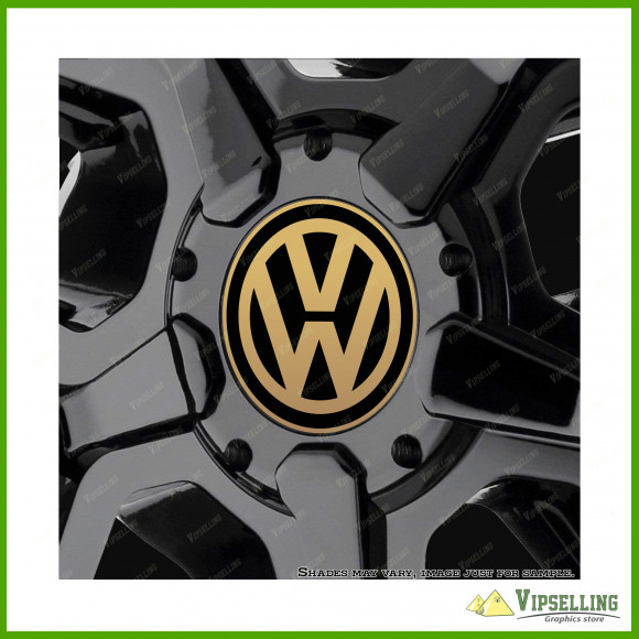 Volkswagen Chrome Silver Gold Wheel Center Cap Decals Set