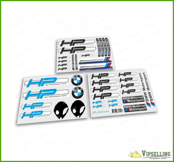 BMW Motorrad Motorsport HP UFO Laminated Decals Stickers Kit