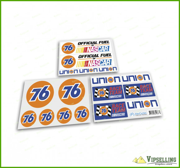 76 Oil Gas Union Nascar Retro Race Drag Hot Rod Car Decals Stickers Set