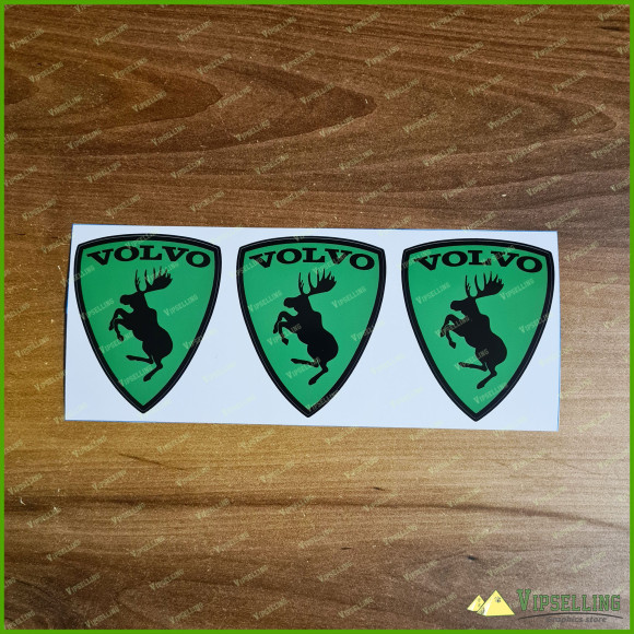 Genuine Discontinued Traditional Green Prancing Moose VOLVO 3” Adhesive Vinyl Decals Stickers