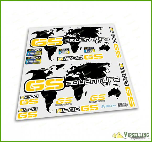BMW Motorrad Motorsport R1200GS Adventure Yellow World Laminated Decals Stickers Kit