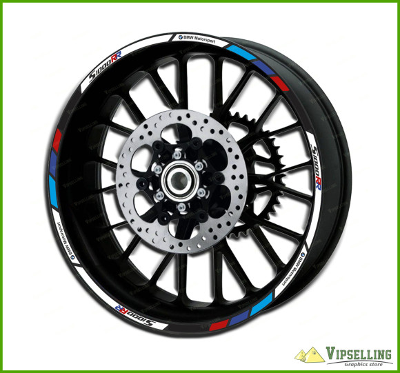 BMW Motorrad Motorsport S1000RR Wheel Rim Laminated Decals Stickers Stripes Set