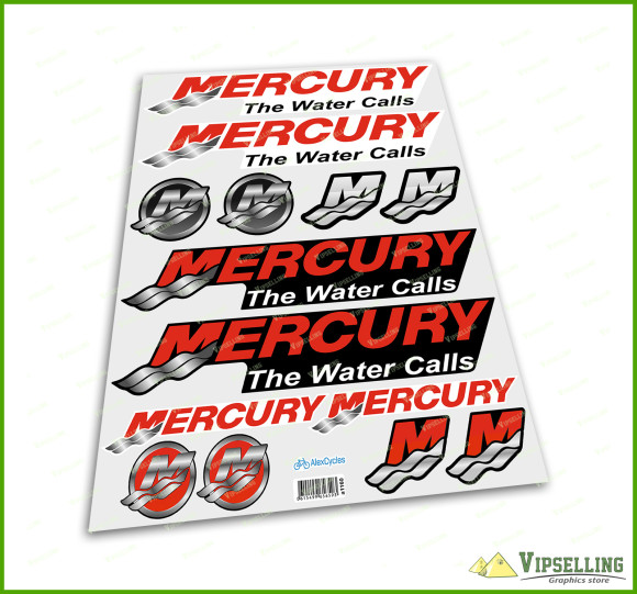 Mercury The Water Calls Motor Outboards Laminated Decals Stickers Emblems Logos