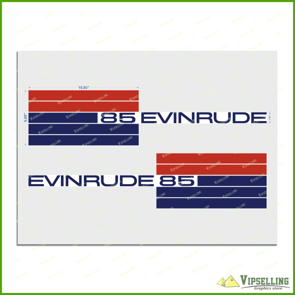 Evinrude 1985 Red Blue Outboards Boat Motor Decals Stickers Set
