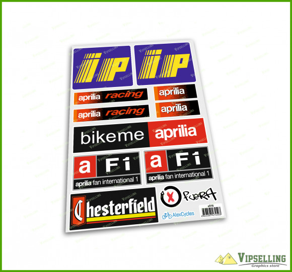 aprilia Racing Motorcycle Laminated Decals Sticker IP F1 Chesterfield Fuera Set Stickers