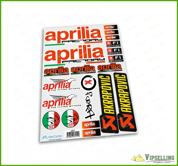 aprilia Factory Racing Motorcycle Laminated Decals Stickers Akrapovic Myhos Kit 