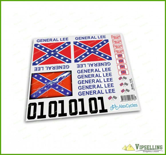 16th Scale General Lee RC Car Stickers Decals Mardave Tamiya HPI Losi Dodge Charger 1/16