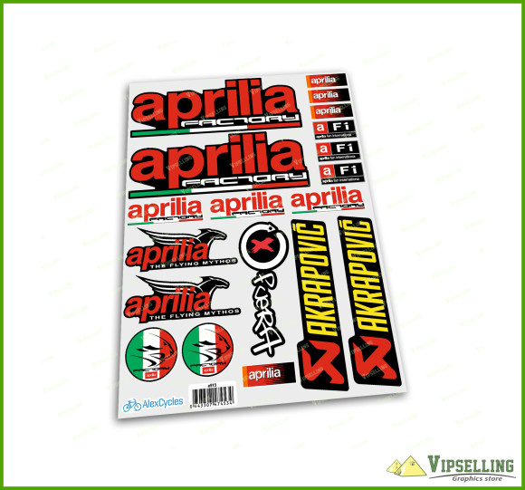 aprilia Factory Racing Motorcycle Laminated Decals Stickers Akrapovic Myhos Set