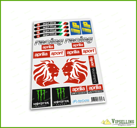 Aprilia Kit 2xA5  aprilia Racing Motorbike Lion RSV4 Motorrad IP Monster Energy Stickers Decals Set