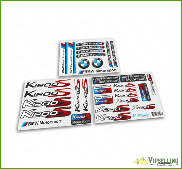 BMW Motorrad Motorsport K1200S Red Laminated Decals Stickers Kit