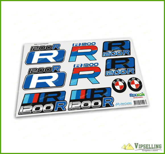 BMW Motorrad Motorsport R1200R Blue Big Laminated Decals Stickers Kit