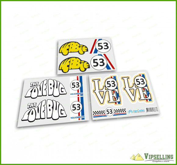 Herbie The LOVE 53 Bug Volkswagen Vinyl Decals Stickers Emblems Kit