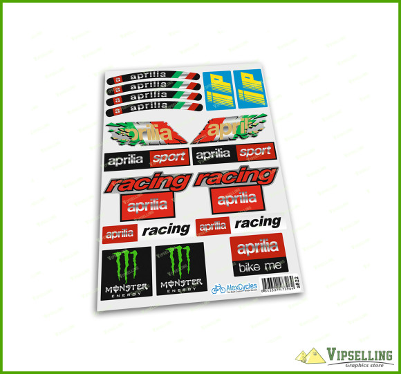 Aprilia Kit 2xA5 aprilia Racing ip Stickers Silver Decals Motorbike Motorcycle RSV RS 50 250 Set