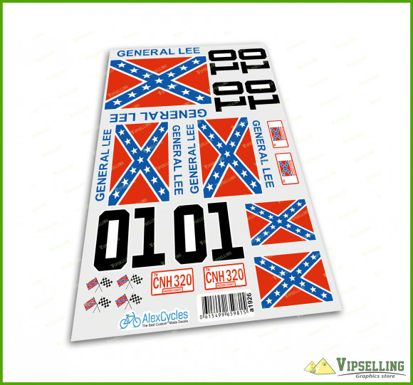 General Lee Dukes of Hazzard Decals Stickers Kit Scale 1:10 Mardave HPI Losi Tamiya