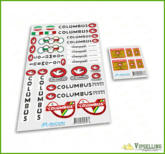 Columbus SL Tubi Speciali ACCIAIO CrMo Cyclex Fork & Frame Decals Stickers Kit Colnago Made in Italy Set