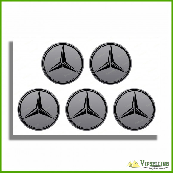 Mercedes Benz Silver Gold Wheel Center Caps Decals Set Any Size