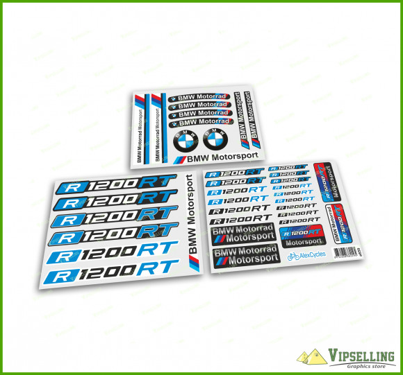 BMW Motorrad Motorsport R1200RT Blue Laminated Decals Stickers Kit