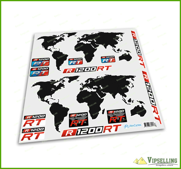BMW Motorrad Motorsport R1200GS Adventure Red Map Trunk Laminated Decals Stickers Kit