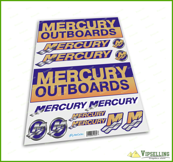 Mercury Ukraine Outboards Laminated Decals Stickers Emblems Logos Set