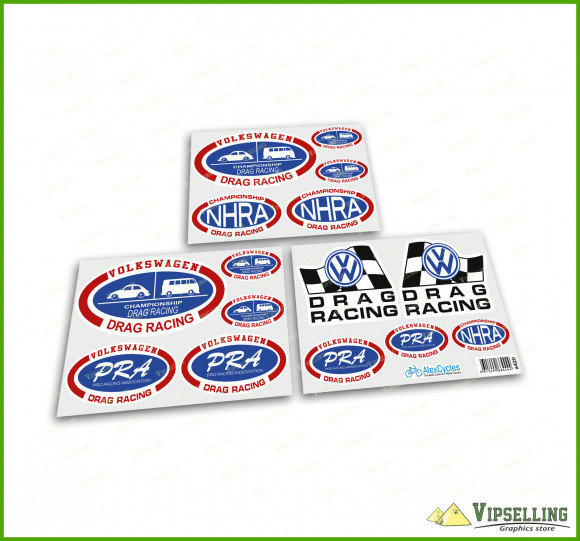 Volksvagen Championship Drag Racing VW Retro Vintage Decals Stickers Emblems Kit