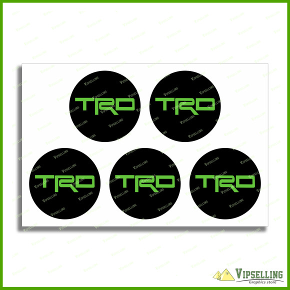 TRD Lime Green Toyota Racing Development Wheel Cap Center Decals Stickers