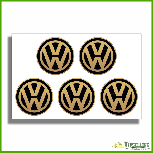 Volkswagen Chrome Silver Gold Wheel Center Cap Decals Set Volkswagen Chrome Silver Gold Wheel Center Cap Decals Set