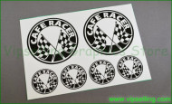 CAFE RACER Chequered Flag Round Decals Stickers Logos