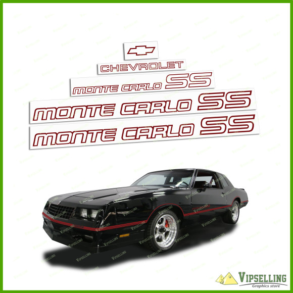 Monte Carlo SS Chevrolet 1985-1986 Restoration Bordeaux Decals Stickers Logos Emblems Kit Chevy