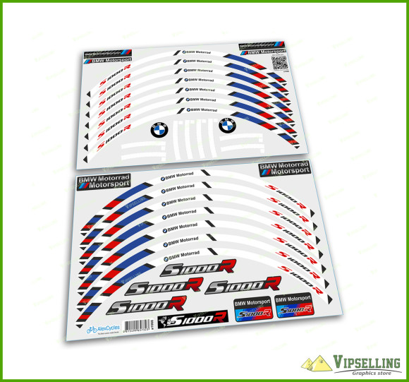BMW Motorrad Motorsport S1000R Wheel Rim Laminated Stripes Decals Stickers Kit BMW Motorrad Motorsport S1000R Wheel Rim Laminated Stripes Decals Stickers Kit