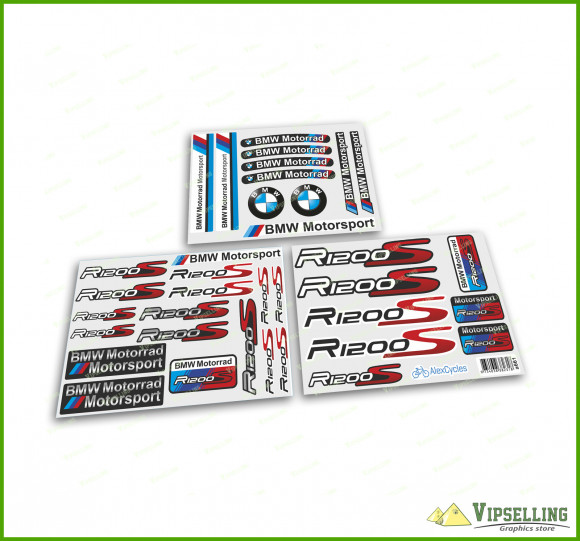 BMW Motorrad Motorsport R1200S Red Laminated Decals Stickers Kit