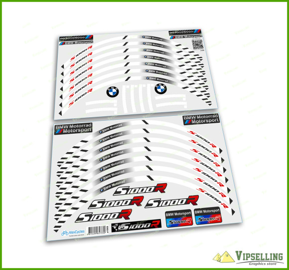 BMW Motorrad Motorsport S1000R White Wheel Rim Laminated Stripes Decals Stickers Kit BMW Motorrad Motorsport S1000R White Wheel Rim Laminated Stripes Decals Stickers Kit