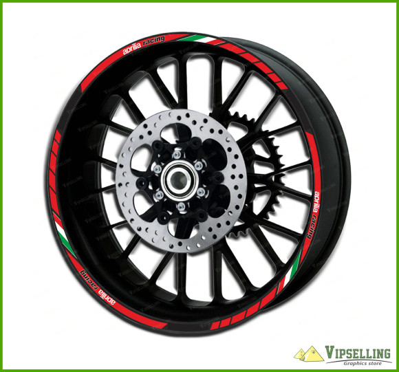 aprilia Racing Red Italy Stickers Motorcycle Laminated Wheel Rim Decals Stripes Kit  aprilia Racing Red Italy Stickers Motorcycle Laminated Wheel Rim Decals Stripes Kit