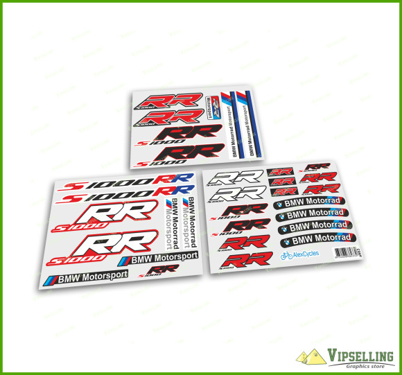 BMW Motorrad Motorsport S1000RR Laminated Decals Stickers Set