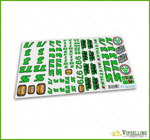 Restoration Decals Kit for Green VITUS 979 and 992 Frame Fork Stickers Set Restoration Decals Kit for Green VITUS 979 and 992 Frame Fork Stickers Set