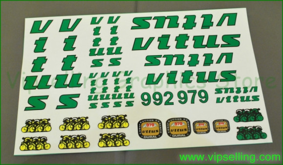 Restoration Decals Kit for Green VITUS 979 and 992 Frame Fork Stickers Set Restoration Decals Kit for Green VITUS 979 and 992 Frame Fork Stickers Set