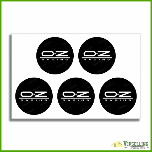 Red OZ Racing Wheel Center Caps Silver Gold Laminated Decals Stickers Kit