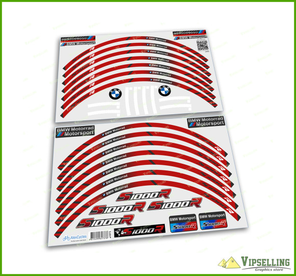 BMW Motorrad Motorsport S1000R Red Wheel Rim Laminated Stripes Decals Stickers Stripes Kit BMW Motorrad Motorsport S1000R Red Wheel Rim Laminated Stripes Decals Stickers Stripes Kit