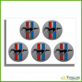 Ford Mustang Shelby Silver Wheel Caps Center Decals Stickers Set Ford Mustang Shelby Silver Wheel Caps Center Decals Stickers Set