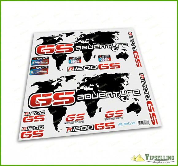 BMW Motorrad Motorsport R1200GS Adventure Red World Laminated Decals Stickers Kit