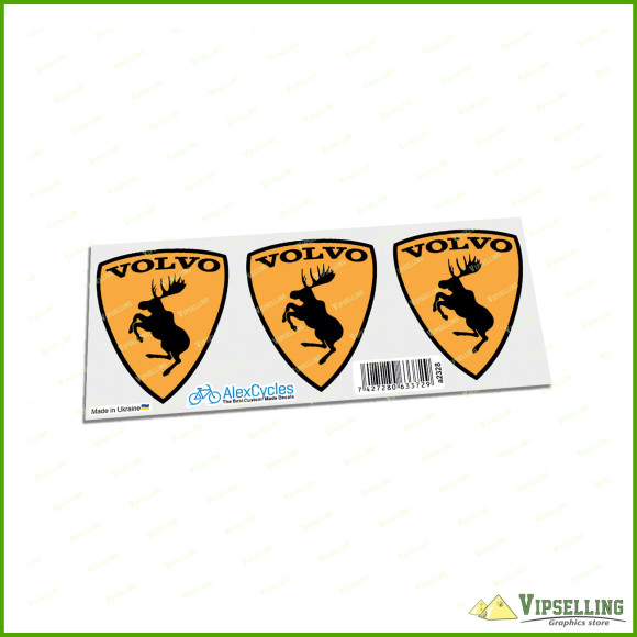 Genuine Discontinued Traditional Orange Prancing Moose VOLVO Adhesive Laminated Vinyl Decals Stickers