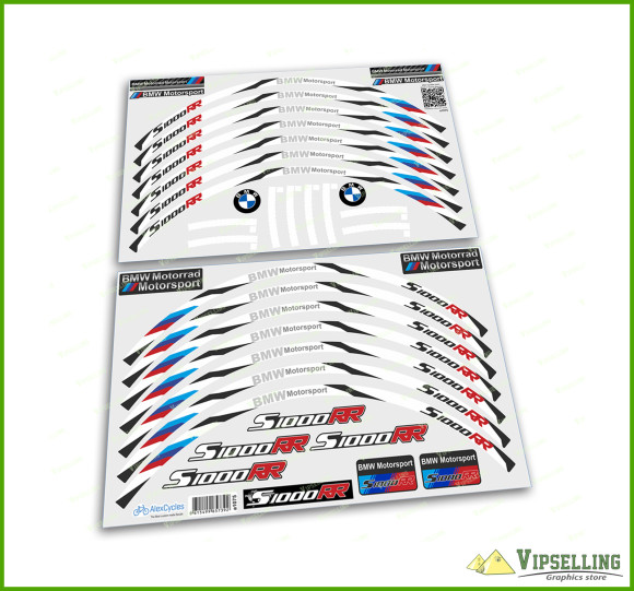 BMW Motorrad Motorsport S1000RR Wheel Rim Laminated Stripes Decals Stickers Kit BMW Motorrad Motorsport S1000RR Wheel Rim Laminated Stripes Decals Stickers Kit
