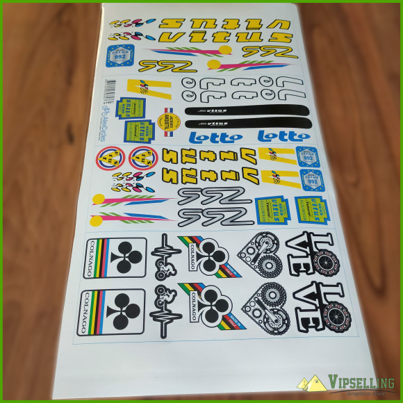 Rare VITUS Lotto 992 Team Bicycle Yellow Decals Stickers for Re-sprays Kit Rare VITUS Lotto 992 Team Bicycle Yellow Decals Stickers for Re-sprays Kit