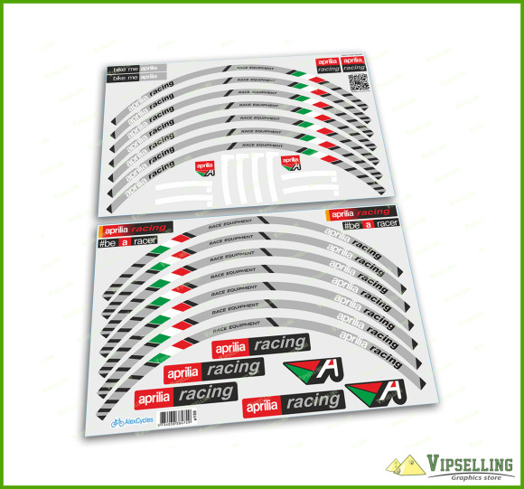aprilia Racing Grey Stickers Motorcycle Laminated Wheel Rim Decals Stripes Kit 
