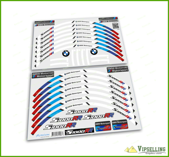 BMW Motorrad Motorsport S1000RR Wheel Rim Laminated Decals Stickers Stripes Set BMW Motorrad Motorsport S1000RR Wheel Rim Laminated Decals Stickers Stripes Set