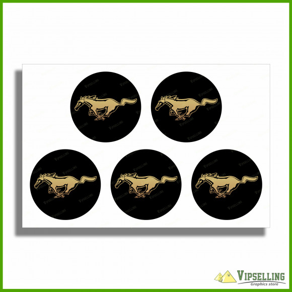Ford Mustang Horse Wheel Center Cap Laminated Decals Stickers Set