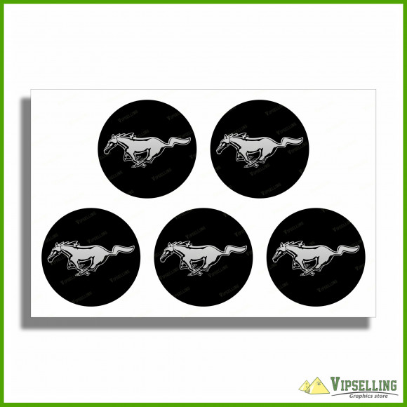 Ford Mustang Horse Wheel Center Cap Laminated Decals Stickers Set Ford Mustang Horse Wheel Center Cap Laminated Decals Stickers Set