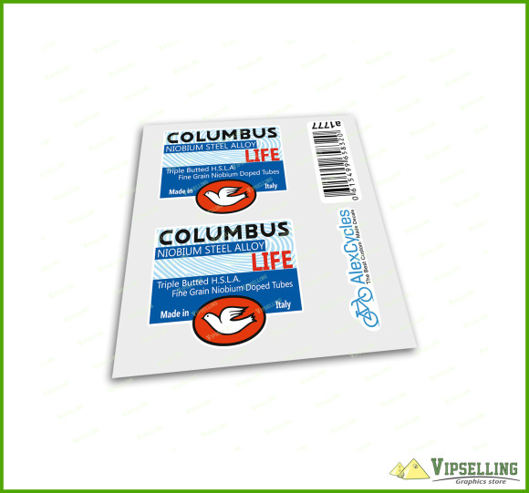 Columbus Frame LIFE Niobium Steel Alloy Fork & Frame Decals Stickers Kit Colnago Made in Italy Set Columbus Frame LIFE Niobium Steel Alloy Fork & Frame Decals Stickers Kit Colnago Made in Italy Set
