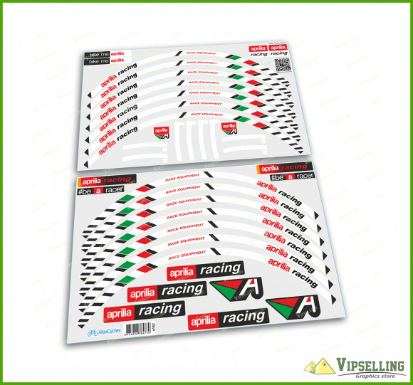 aprilia Racing White Stickers Motorcycle Laminated Wheel Rim Decals Stripes Kit 