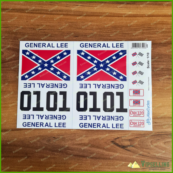 General Lee RC 1/10 Scale Stickers Decals General Lee RC 1/10 Scale Stickers Decals