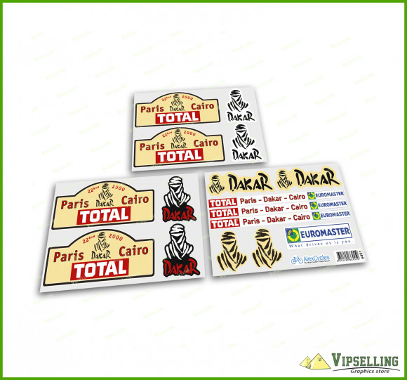 Dakar Paris Cairo 2000 Total Racing Rally Rare Decals Stickers Set Dakar Paris Cairo 2000 Total Racing Rally Rare Decals Stickers Set